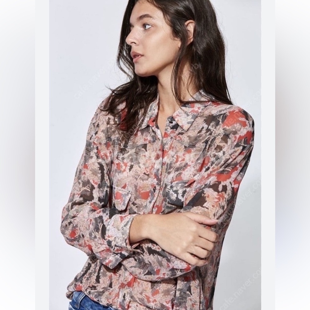IRO Paris Blaze Gorgeous Top Oversized 36 Floral Button-Up Blouse Fits M / L